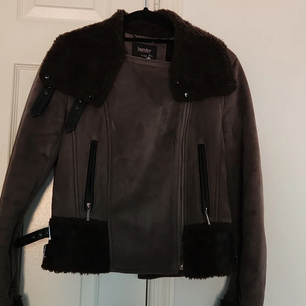 Laundry by Shelli Segal Gray Fall Winter Utility Jacket. Sz Small